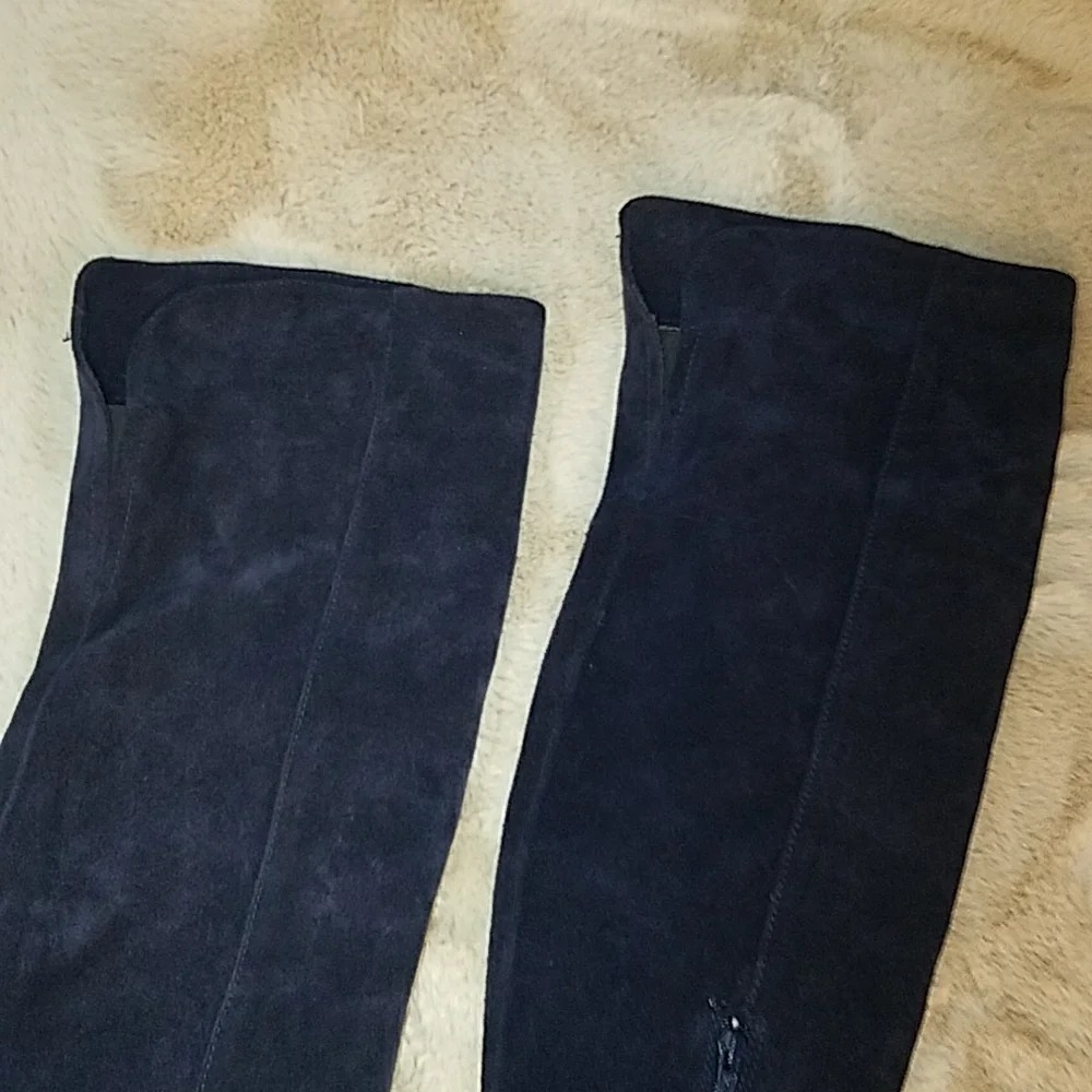 Primadonna Collection Platform Stiletto Thigh high OTK Boots Blue Suede ITALY